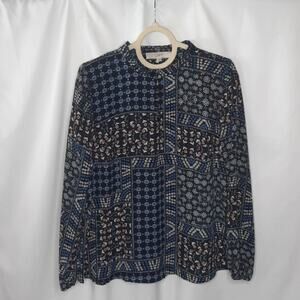 Loft Womens Blouse Floral Long Sleeve Keyhole Neckline Small